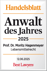 Anwalt des Jahres 2025 Lebensmittelrecht Prof. Dr. Moritz Hagenmeyer (Handelsblatt / Best Lawyers)